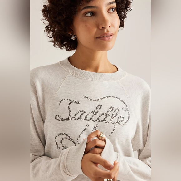 Anthropologie Anthropologie Gray Crew-Neck Graphic Sweatshirt Saddle Up M - Picture 3 of 8